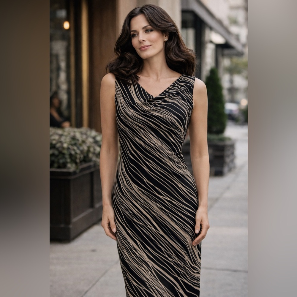 Black & White Striped Sleeveless Maxi Dress